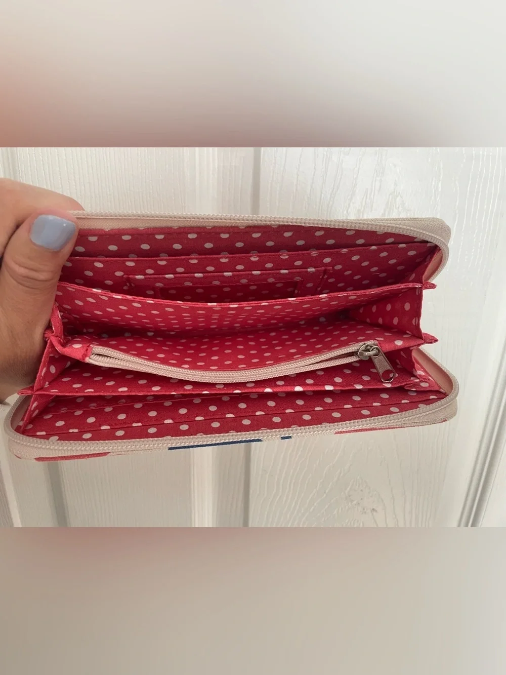 bungalow 360 Canvas Zip Wallet - Blue & Coral Whale Pattern 8x4 inches
